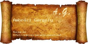 Ambrózi Gergely névjegykártya